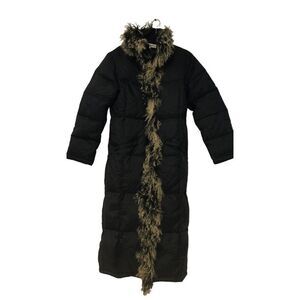 Danny Roberts Womеns Down Puffer Coat Black Faux Fur Trim Size L New